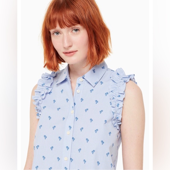 β
Kate Spade Sleeveless Palm tree Button up Top - Light Blue β
- Picture 14 of 17